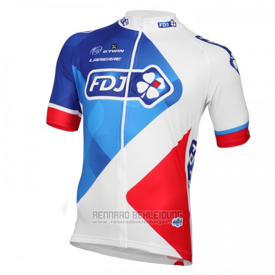 2016 Fahrradbekleidung FDJ Wei und Rot Trikot Kurzarm und Tragerhose